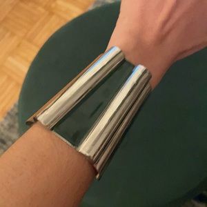 Silver and emerald green cuff